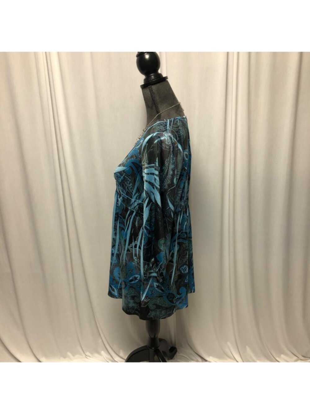 Apt 9 Top Womens Size Medium Blue Bedazzled Stretchy V-Neck Tunic Boho Fairy Y2K - Picture 3 of 6